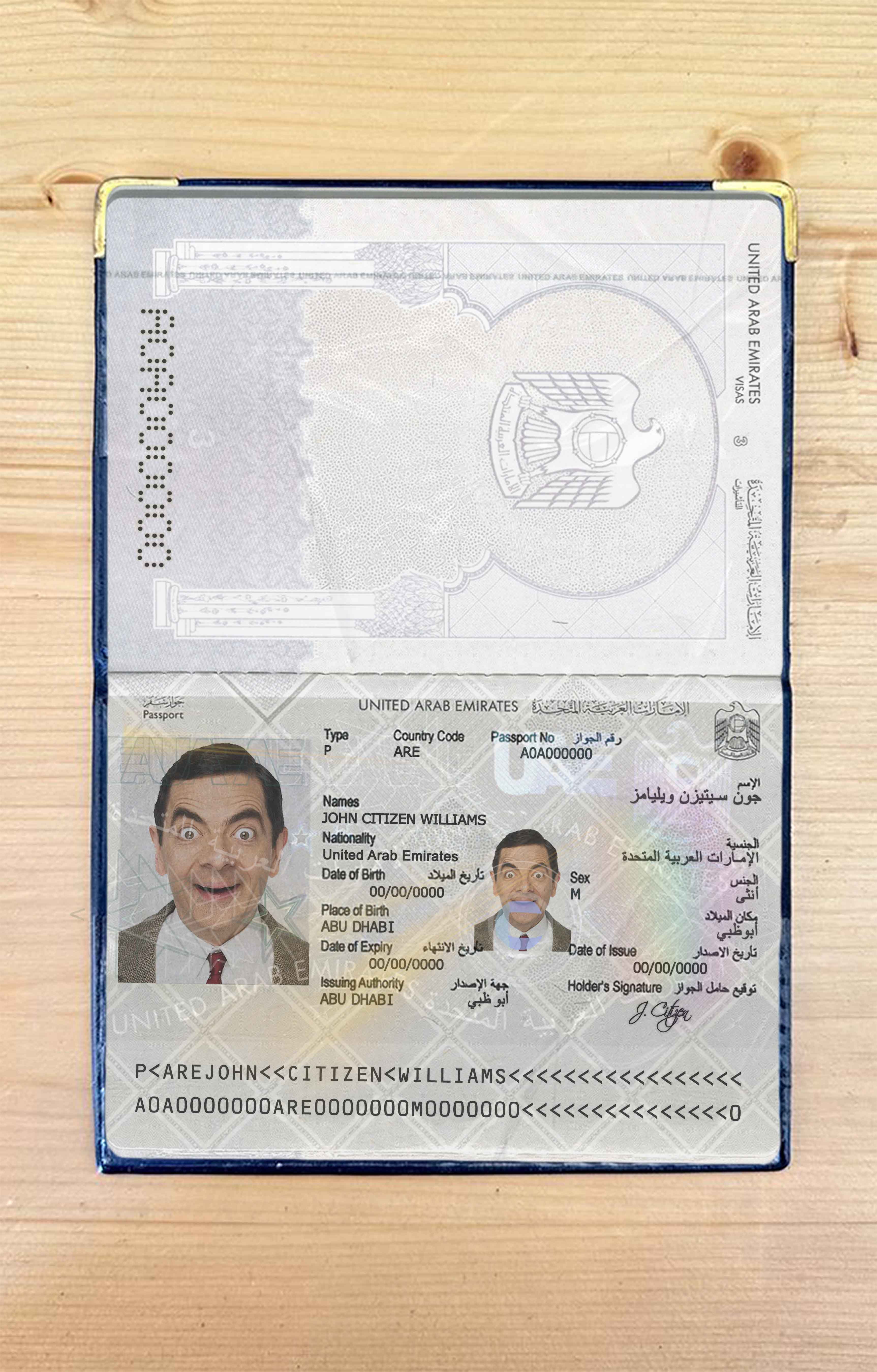UAE passport photo look PSD template